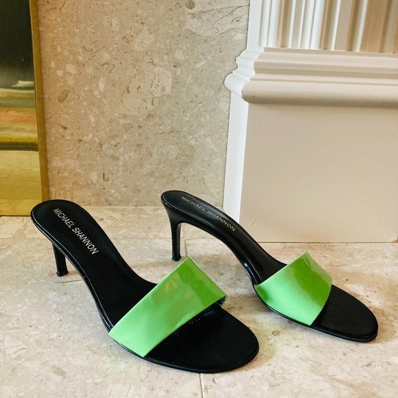 Michael Shannon Lime Green Heeled Slides - Picture 3 of 4